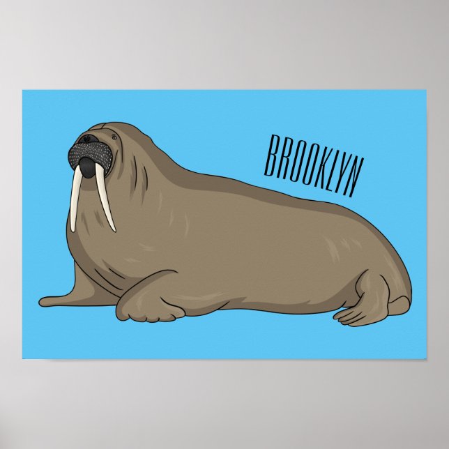 Walrus cartoon illustration  poster (Front)