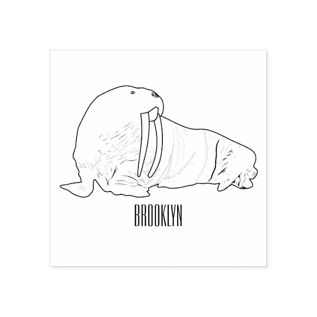 Walrus cartoon illustration rubber stamp (Imprint)