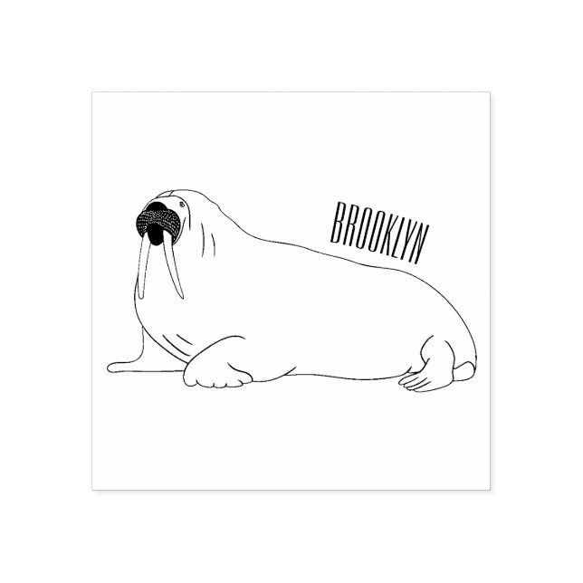 Walrus cartoon illustration rubber stamp (Imprint)