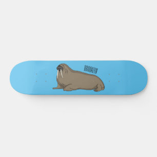 Walrus cartoon illustration skateboard