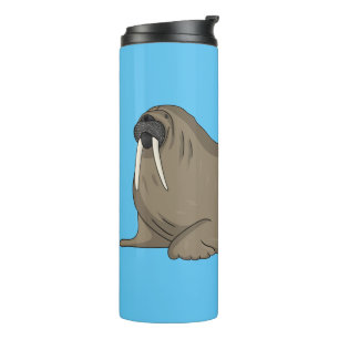 Walrus cartoon illustration thermal tumbler