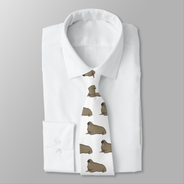 Walrus cartoon illustration tie (Tied)