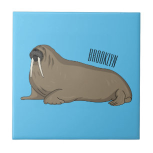 Walrus cartoon illustration tile