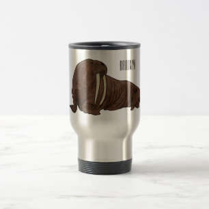 Walrus cartoon illustration travel mug