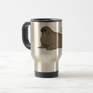 Walrus cartoon illustration  travel mug