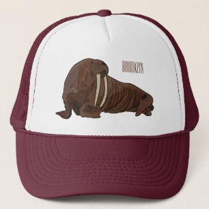 Walrus cartoon illustration trucker hat