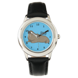 Walrus cartoon illustration watch