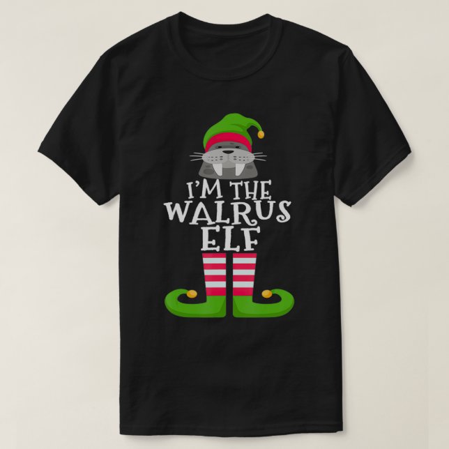 Walrus Elf Animal Lover's Family Matching Christma T-Shirt (Design Front)