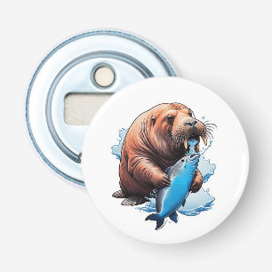 Walrus Fishing In The Sea Bottle Opener