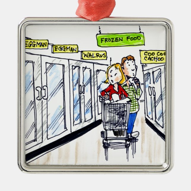 Walrus Frozen Food Section Funny Metal Tree Decoration (Front)