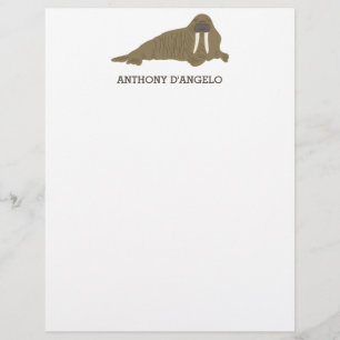 Walrus Graphic Personalised Writing Paper Custom Letterhead