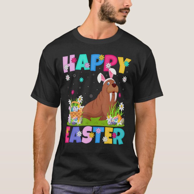 Walrus   Happy Easter Bunny Walrus Easter Sunday T-Shirt (Front)