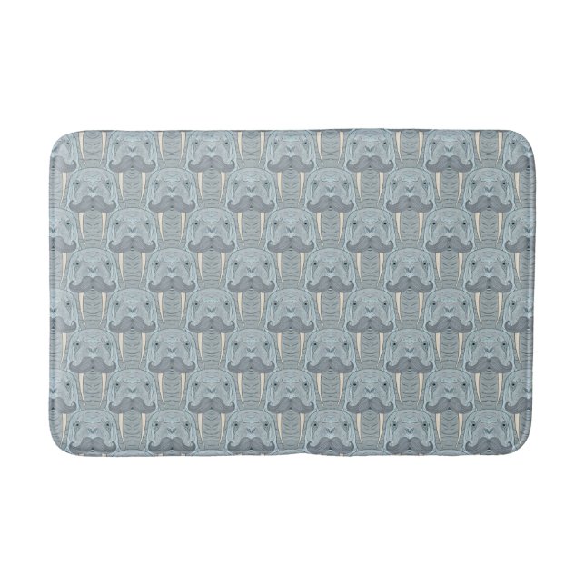 Walrus Moustache Pattern Bath Mat (Front)
