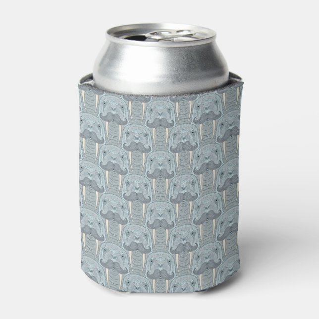 Walrus Moustache Pattern Can Cooler (Can Front)