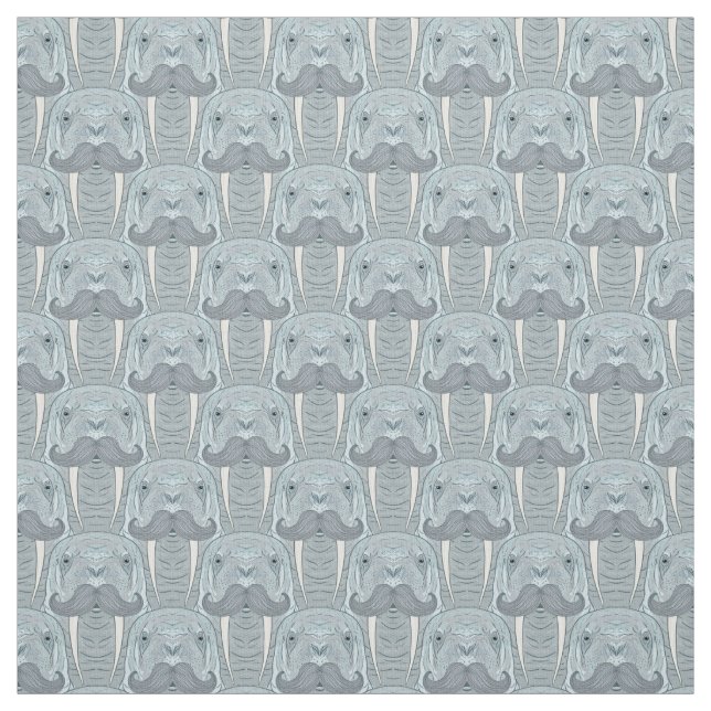 Walrus Moustache Pattern Fabric (Swatch)