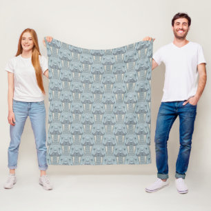 Walrus Moustache Pattern Fleece Blanket