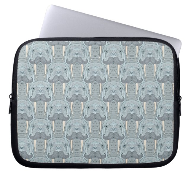 Walrus Moustache Pattern Laptop Sleeve (Front)