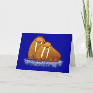 Walrus Pair Floating on Ice Flow greeting card