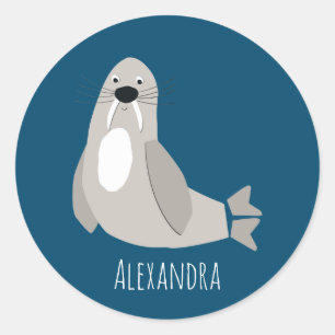 Walrus personalised classic round sticker