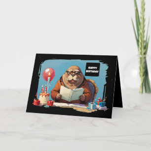 Walrus reading book card