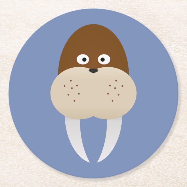 Walrus Round Paper Coaster (Front)