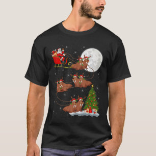 Walrus Santa Sleigh Flying Funny Magical Christmas T-Shirt