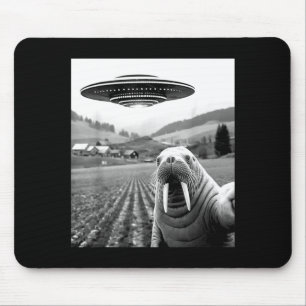 Walrus selfie with ufo funny walrus woman man kid  mouse mat
