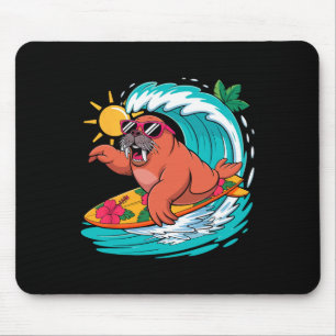 Walrus Sungles Surfing Funny Surfer Sea Animal Lov Mouse Mat