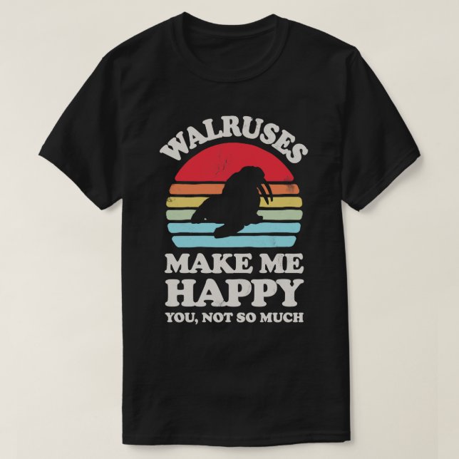 Walruses Make Me Happy Sunset Retro  for Men Women T-Shirt (Design Front)