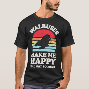 Walruses Make Me Happy Sunset Retro  for Men Women T-Shirt