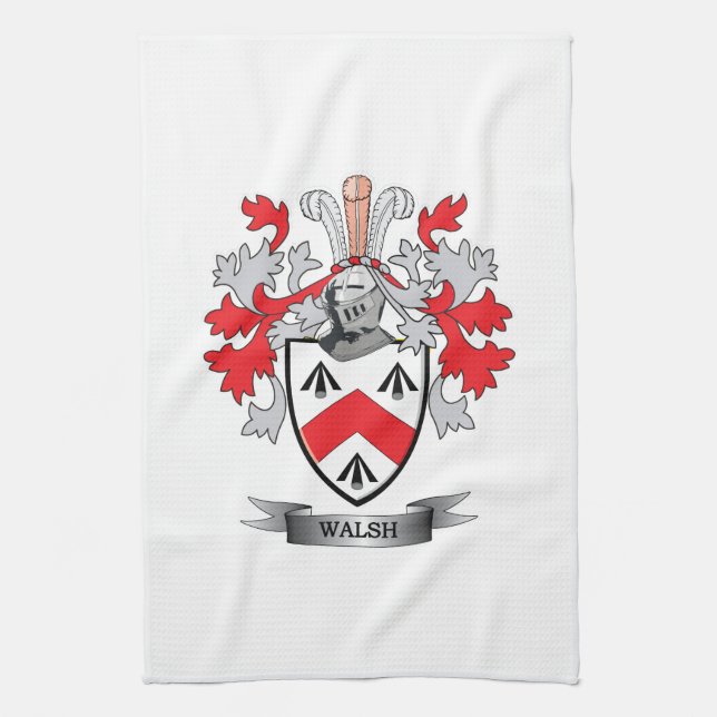 Walsh Coat of Arms Tea Towel (Vertical)