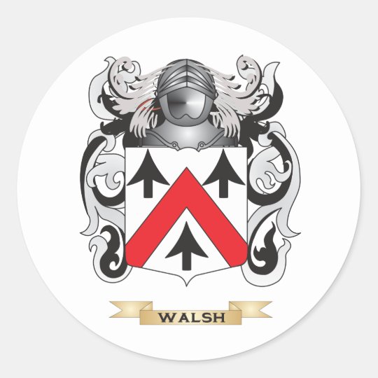 Walsh Family Crest Coat Of Arms Classic Round Sticker Zazzle Co Uk