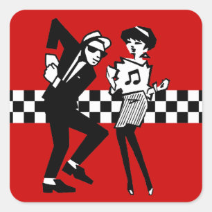 Walt Jabsco & Betty Beat in Red II Square Sticker