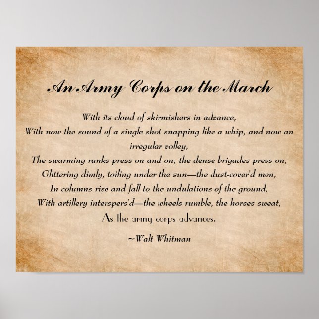 Walt Whitman Civil War Poem Poster (Front)