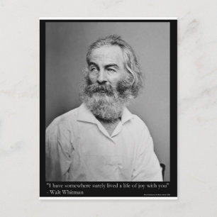 Walt Whitman Joy With You Love Quote Mugs Tees etc Postcard