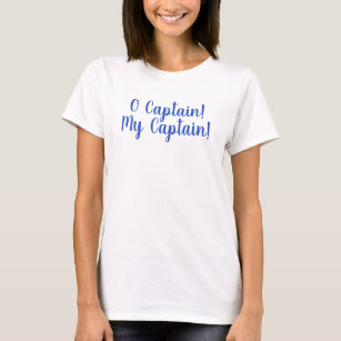 Walt Whitman O Captain! Cerulean Blue Lettering T-Shirt