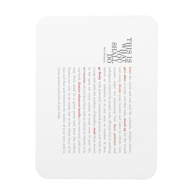 Walt Whitman Quote magnet (Vertical)