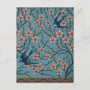 Walter Crane Almond Blossom & Swallow Postcard