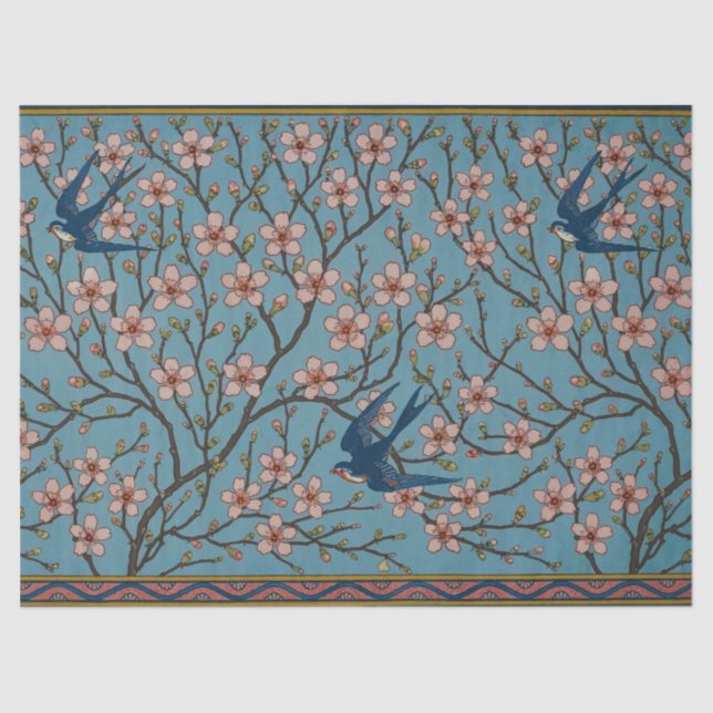 Walter Crane Almond Blossom & Swallow Tissue Paper (Front)