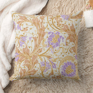 Walter Crane Arts and Crafts Purple Floral Art Cushion