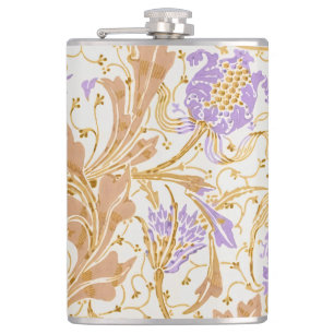 Walter Crane Arts and Crafts Purple Floral Art Hip Flask