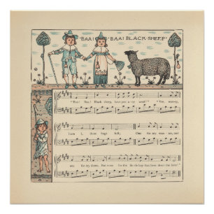 Walter Crane Baa Baa Black Sheep Nursery Rhyme  Poster