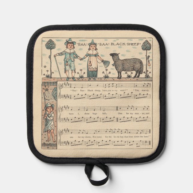 Walter Crane Baa Baa Black Sheep Nursery Rhyme  Pot Holder (Front)