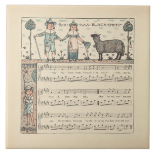 Walter Crane Baa Baa Black Sheep Nursery Rhyme  Tile
