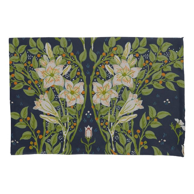 Walter Crane Berried Branches with White Lilies Pillowcase (Front)