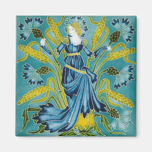 Walter Crane Blue Cornflower Arts and Crafts Magnet