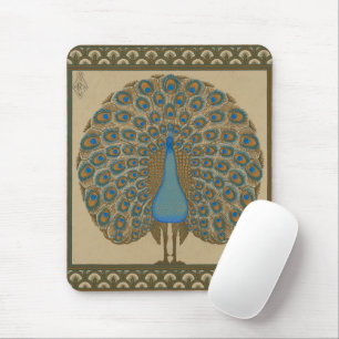Walter Crane Blue Peacock with its tail outspread Mouse Mat