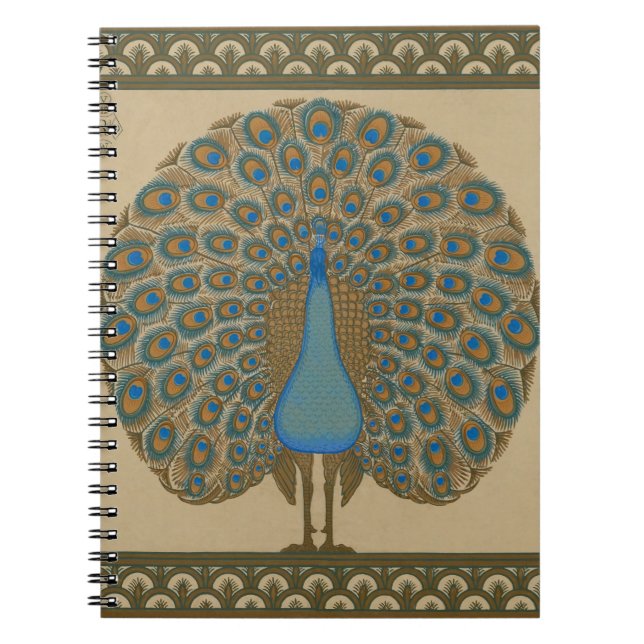 Walter Crane Blue Peacock with its tail outspread  Notebook (Front)