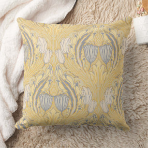 Walter Crane Blue White Tulips & Acanthus Cushion
