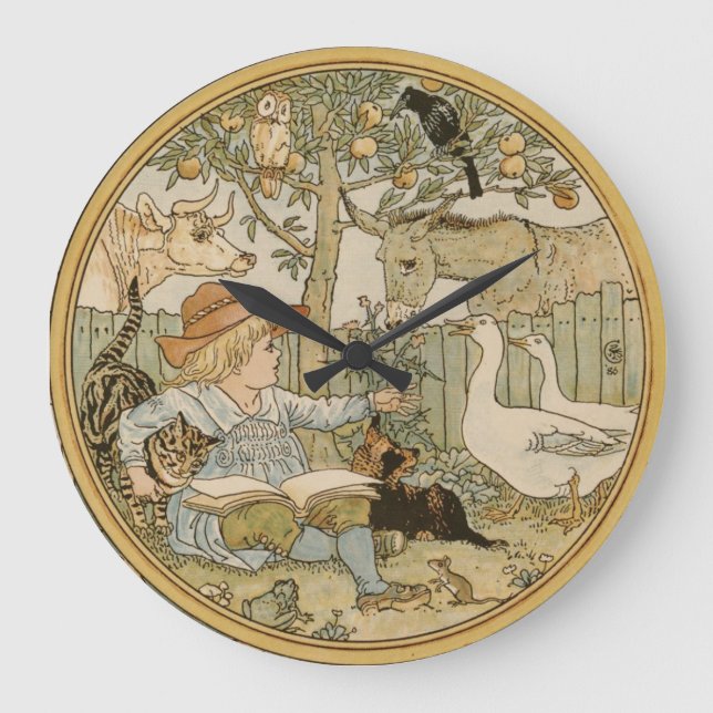 Walter Crane Boy with Animals Wall Clock (Front)